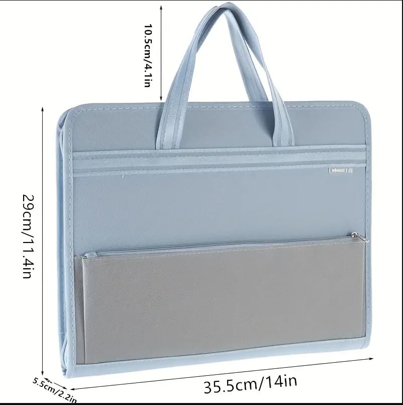 Folder Bag for Certificates and Documents, 13 Pockets A4 Size Expanding File Folder Bag, Waterproof Documents Organiser with Zipper Closure, Handle and Front Compartment (Multicoloured Pack of 1)