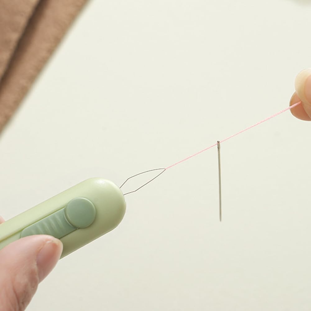 3 in 1 Needle Threader Tool Set with 2 Needle, Sewing Needle Threader, DIY Needle Threader Hand Machine Sewing Tool with Seam Ripper for Sewing Crafting