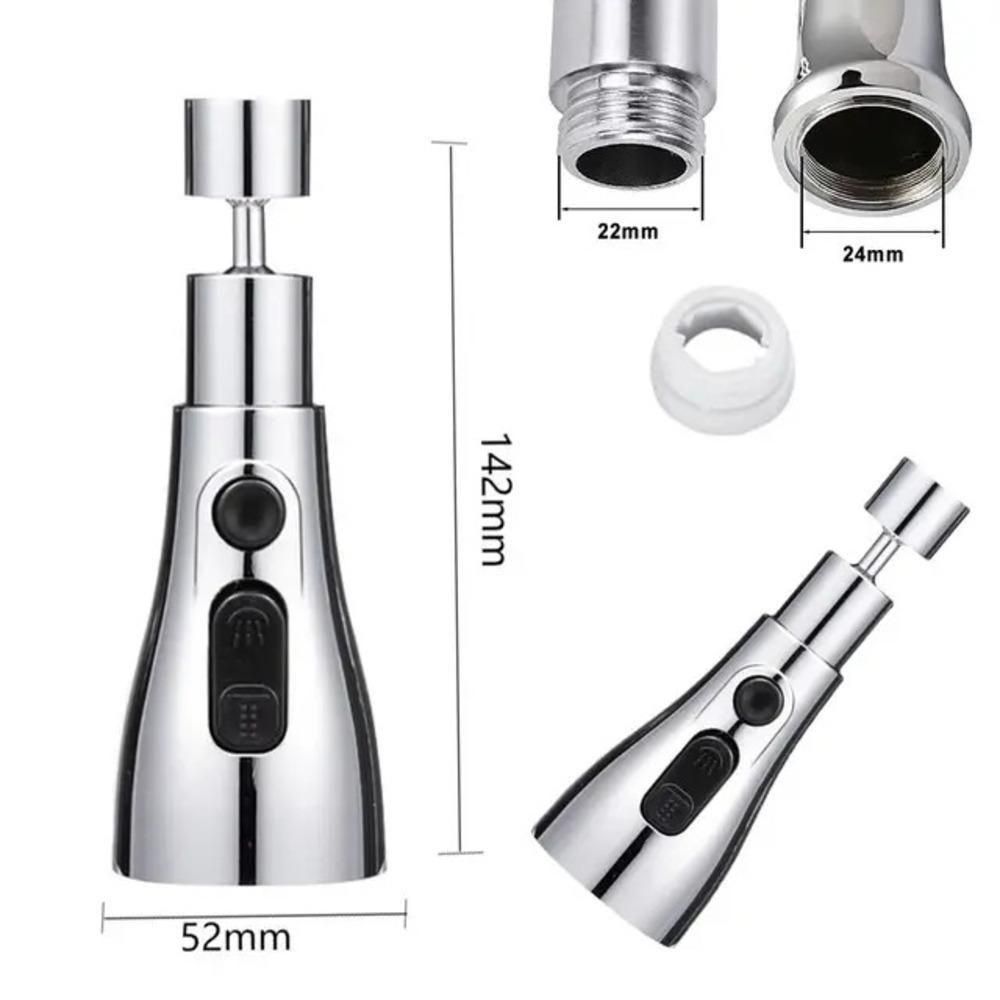 3-mode kitchen faucet sprayer head (Strong Spray, Double-Knife Rinse, Soft Bubble Stream)