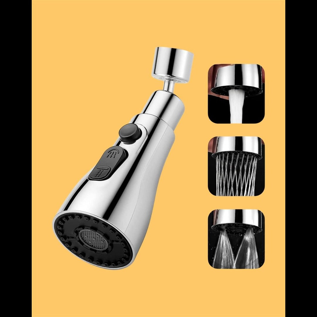 3-mode kitchen faucet sprayer head (Strong Spray, Double-Knife Rinse, Soft Bubble Stream)