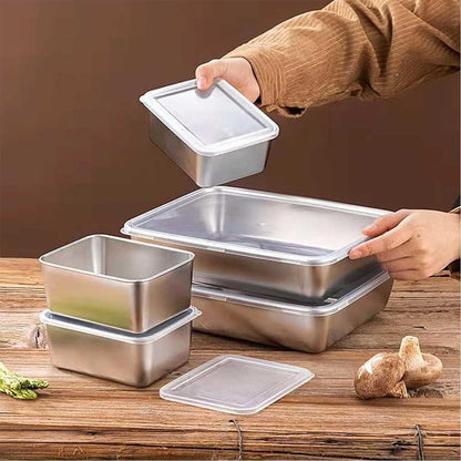 Stainless Steel Food Storage Container with Lids, Oven Tray, Pan Stainless Steel Rectangle Plate with Lid, Perfect for Baking, Cooking (Silver)