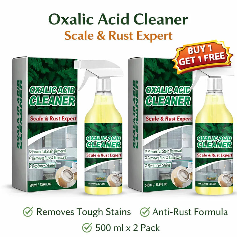 Oxalic Acid Cleaner Spray | Rust, Scale & Hard Water Stain Remover | Multi-Surface Cleaning Solution | Buy 1 Get 1 Free