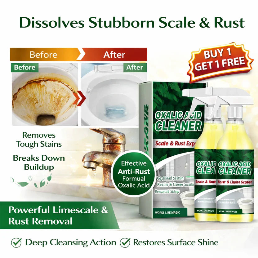 Oxalic Acid Cleaner Spray | Rust, Scale & Hard Water Stain Remover | Multi-Surface Cleaning Solution | Buy 1 Get 1 Free