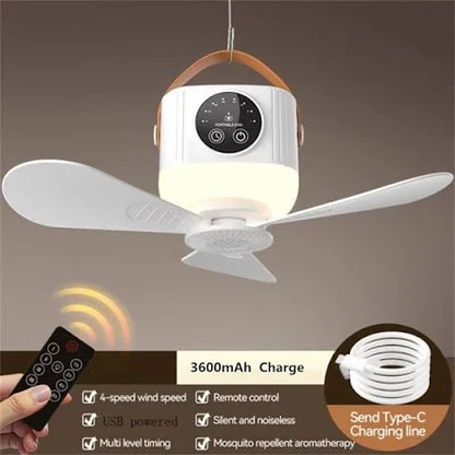 2-IN-1 PORTABLE CEILING FAN & LIGHT with Remote Control